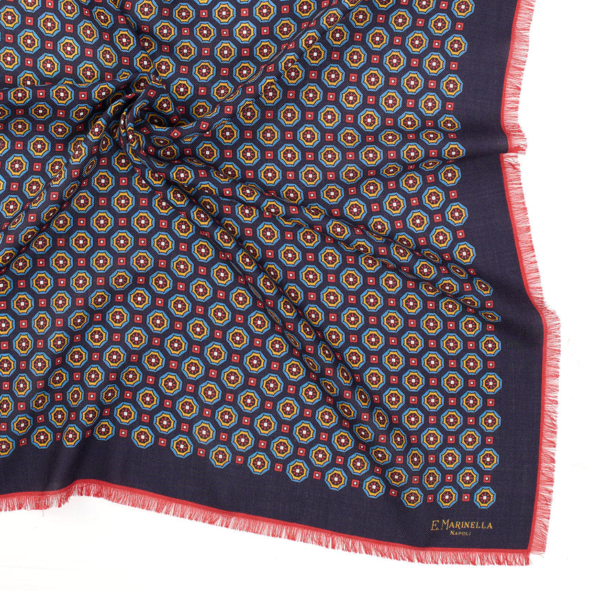 FOULARD IN LANA, CASHMERE E SETA 65 BLU SCURO