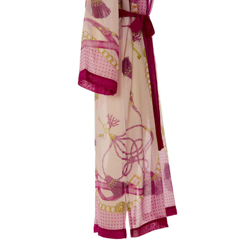 PINK COTTON AND SILK VOILE KIMONO COVER-UP