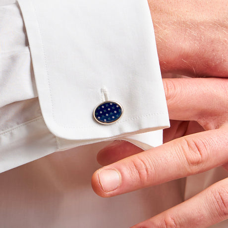 BLUE SILVER CUFFLINKS