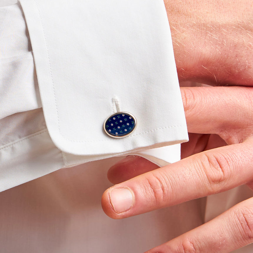 BLUE SILVER CUFFLINKS