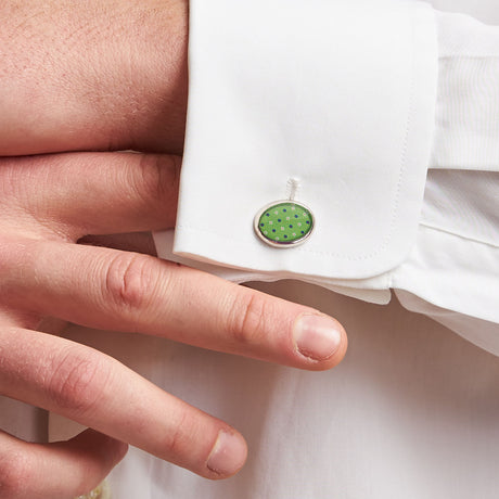 GREEN SILVER CUFFLINKS