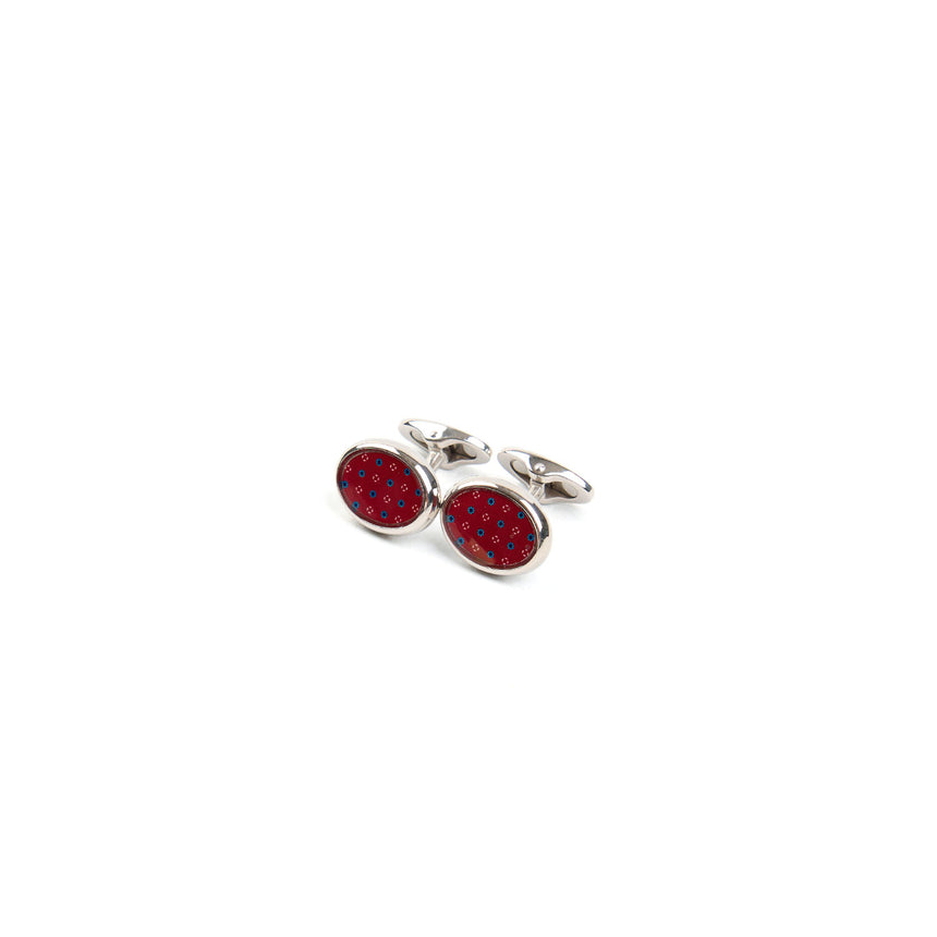 BURGUNDY SILVER CUFFLINKS