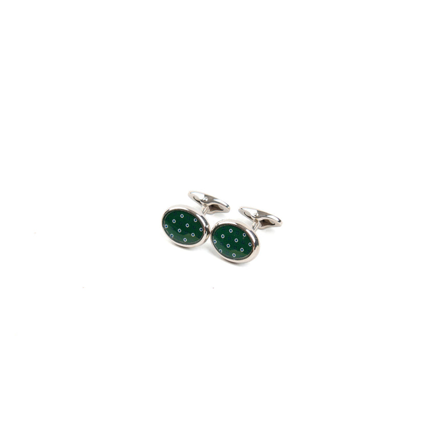 GREEN SILVER CUFFLINKS