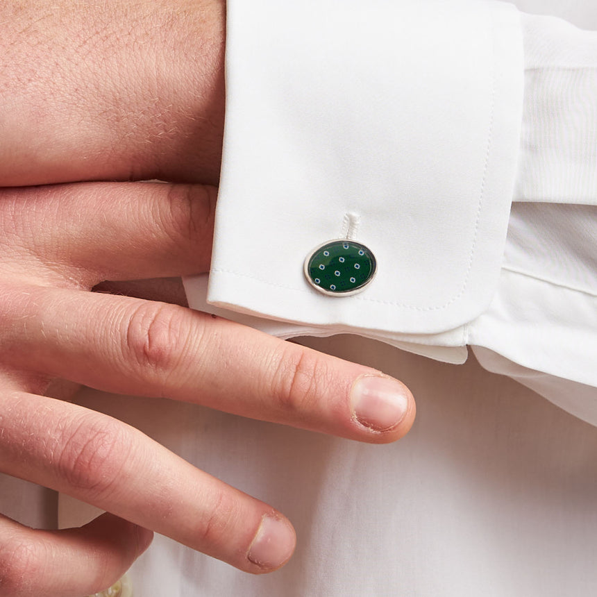 GREEN SILVER CUFFLINKS
