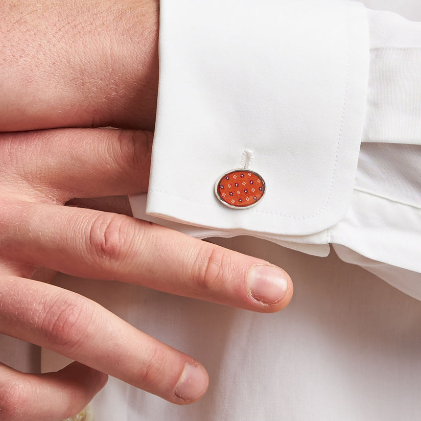 ORANGE SILVER CUFFLINKS