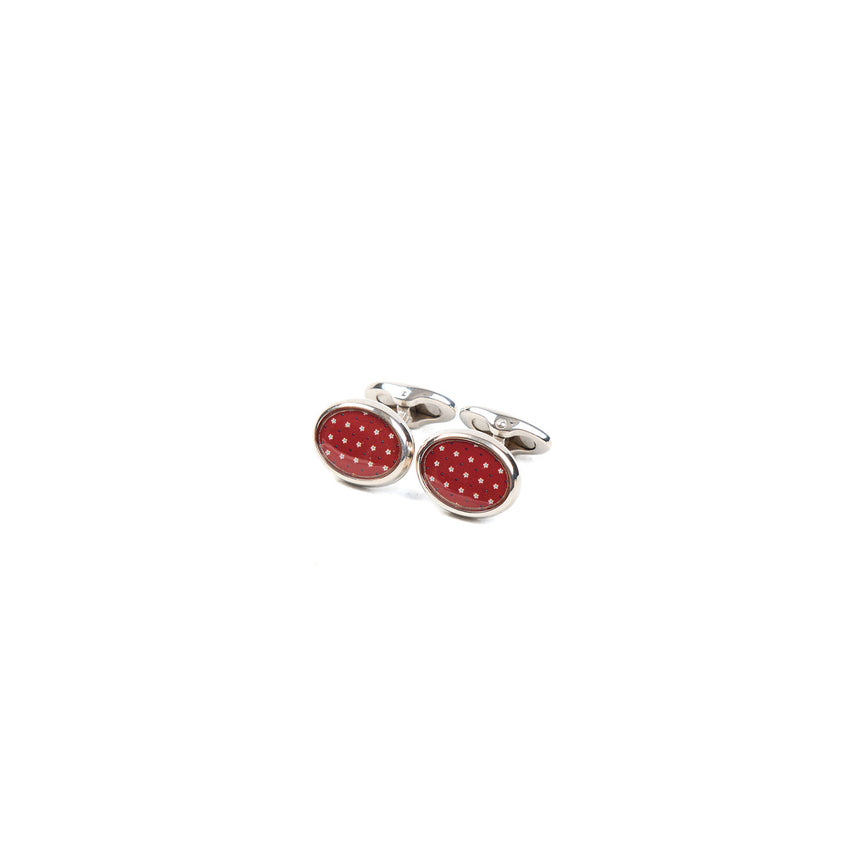 BURGUNDY SILVER CUFFLINKS