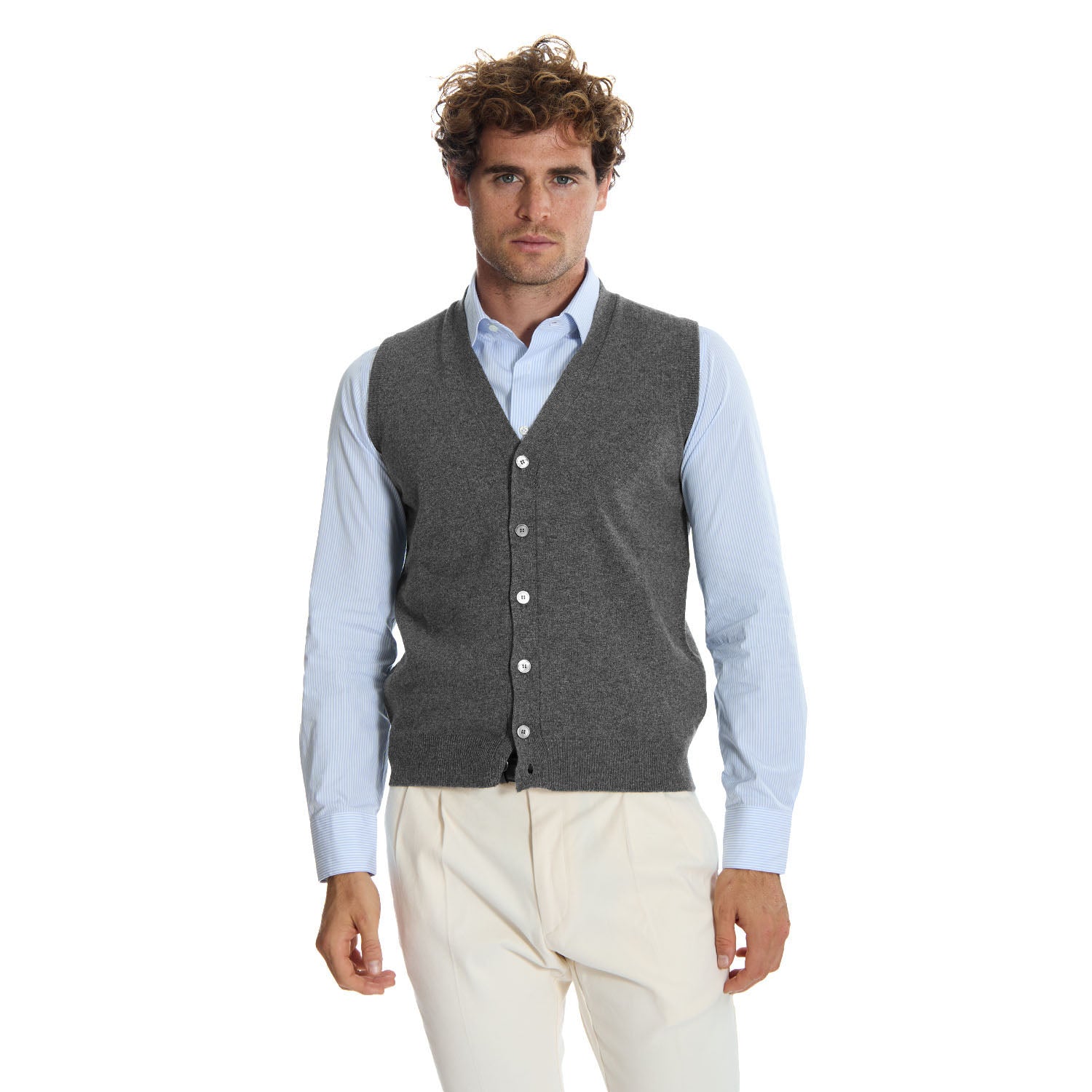Dark Grey Wool And Cashmere Gilet – E.Marinella