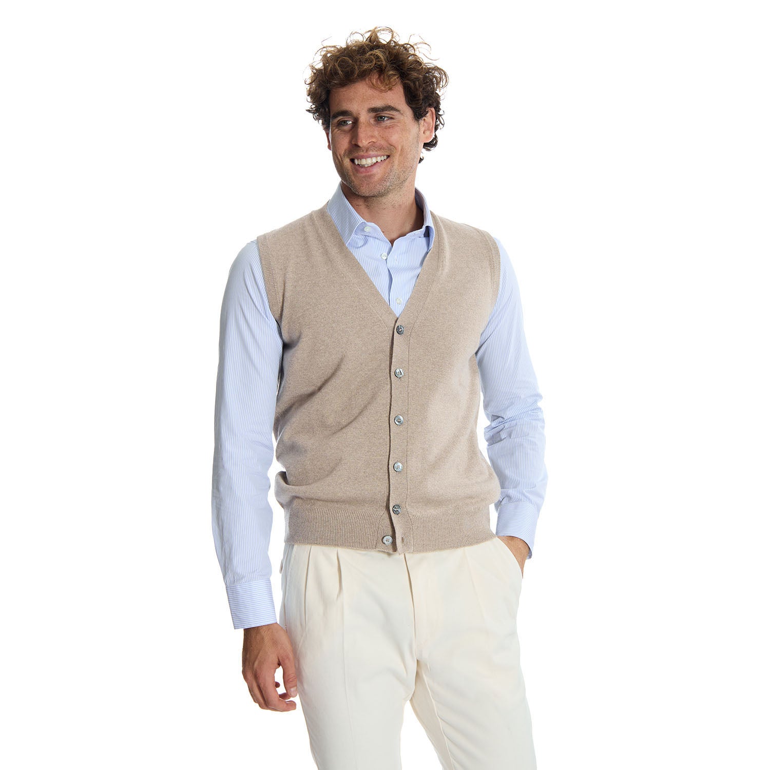 Beige Wool And Cashmere Gilet – E.Marinella