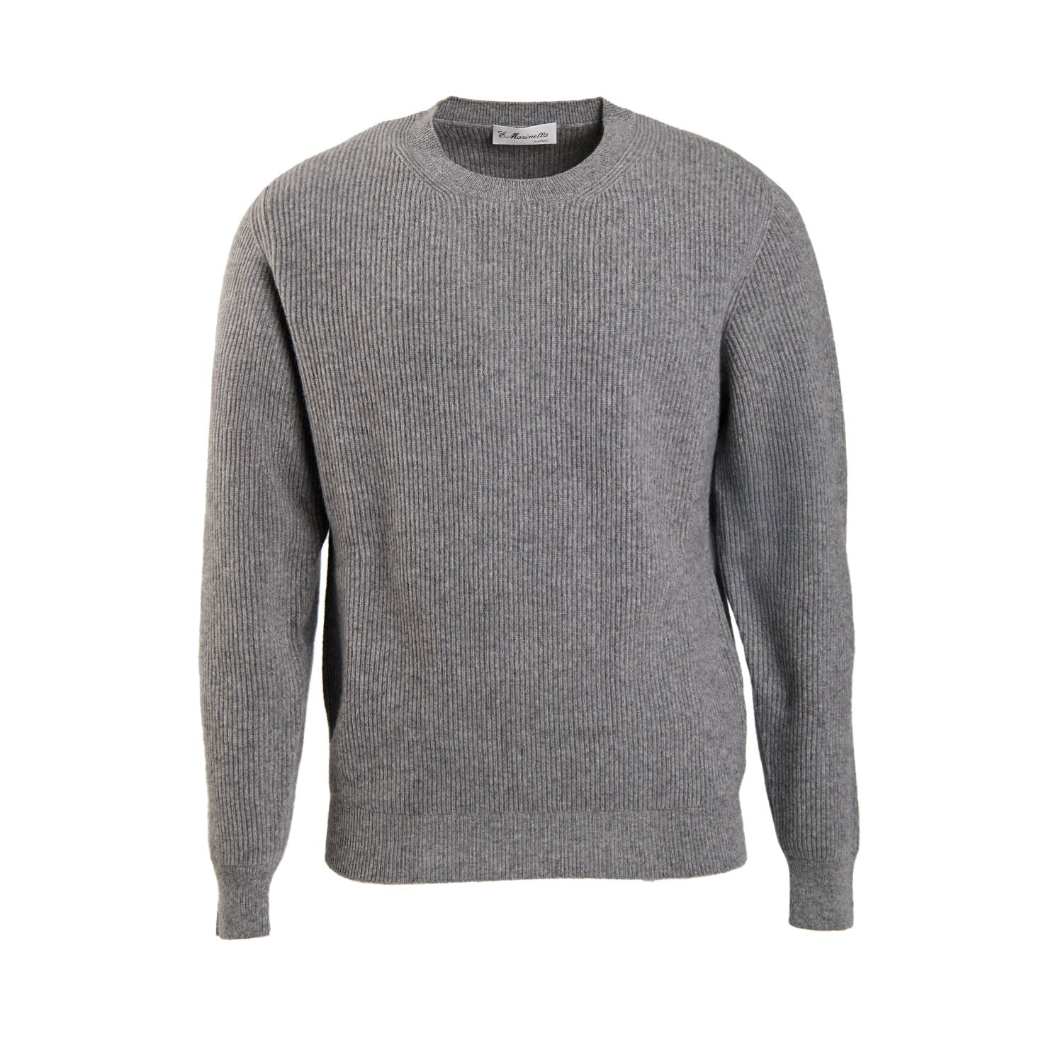 Grey Crewneck ribbed Sweater In Wool And Cashmere – E.Marinella