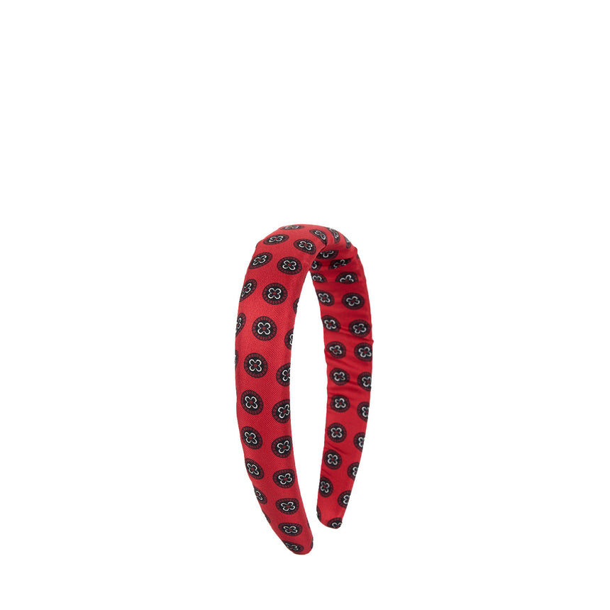 BURGUNDY PRINTED SILK HEADBAND