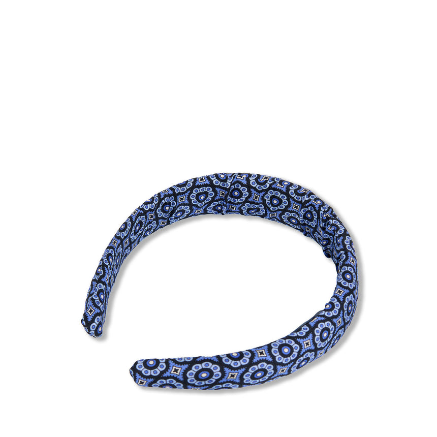 BLUE PRINTED SILK HEADBAND