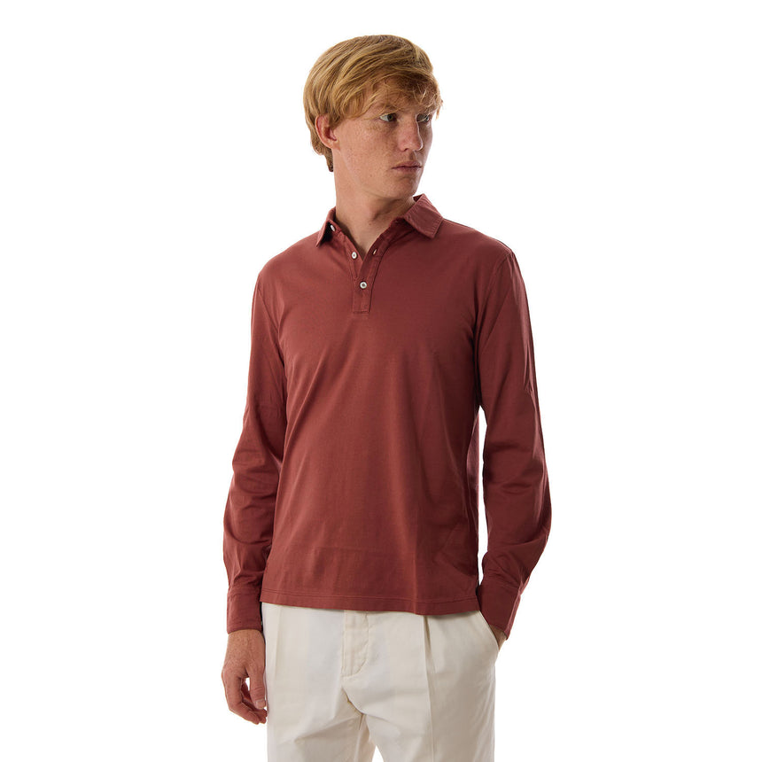 POLO MANICA LUNGA MARRONE CHIARO
