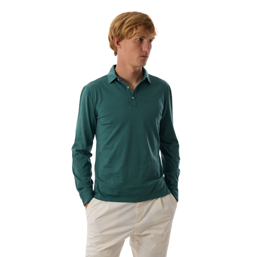 POLO MANICA LUNGA VERDE SCURO