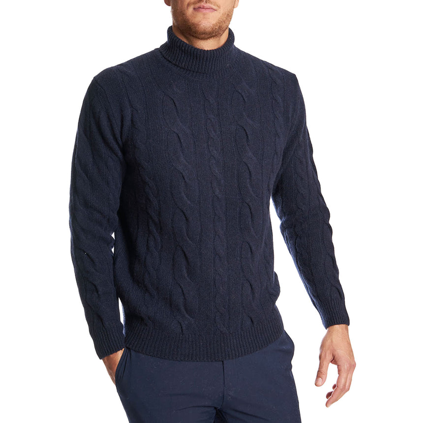 DARK BLUE CASHMERE TURTLENECK SWEATER