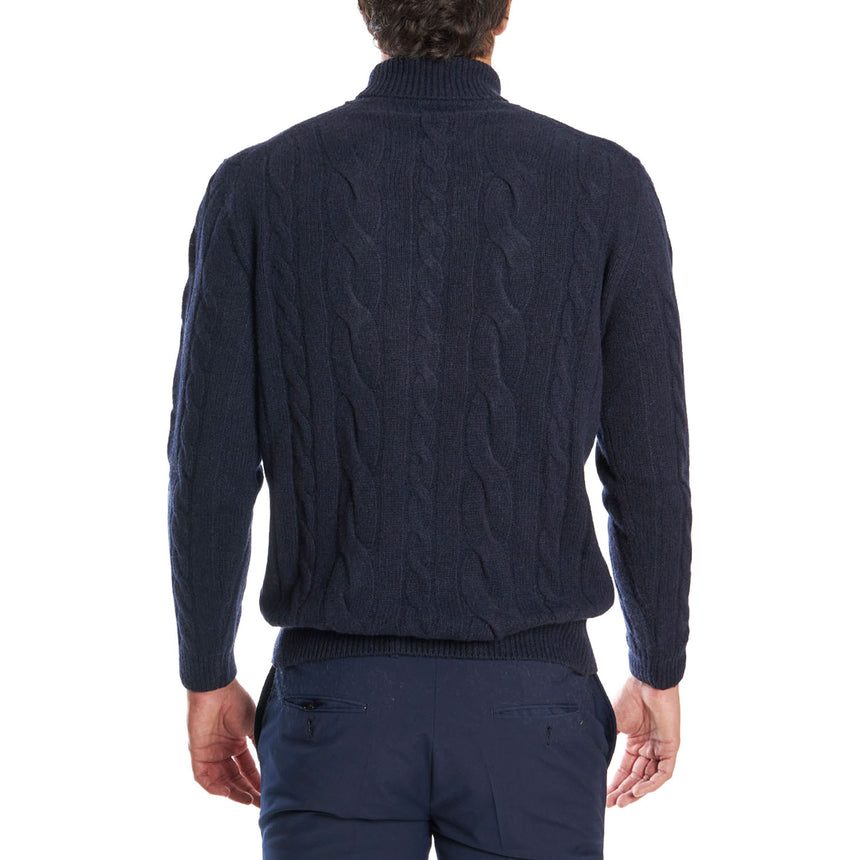 DARK BLUE CASHMERE TURTLENECK SWEATER