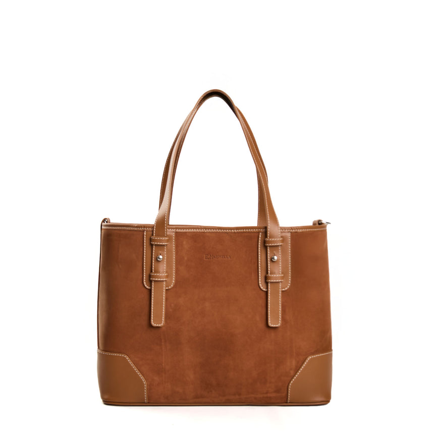 LIGHT BROWN MIDI TOTE BAG