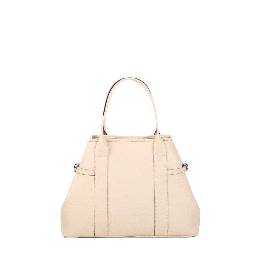 BEIGE MIDI TOTE BAG SIDE BUCKLES