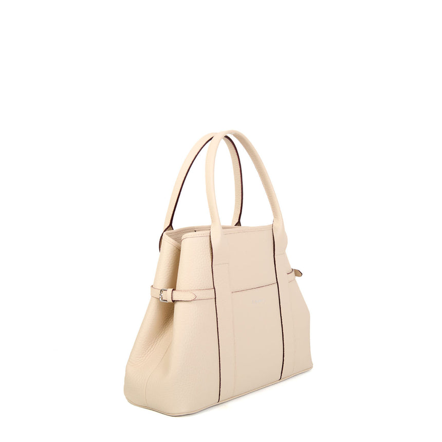 BEIGE MIDI TOTE BAG SIDE BUCKLES