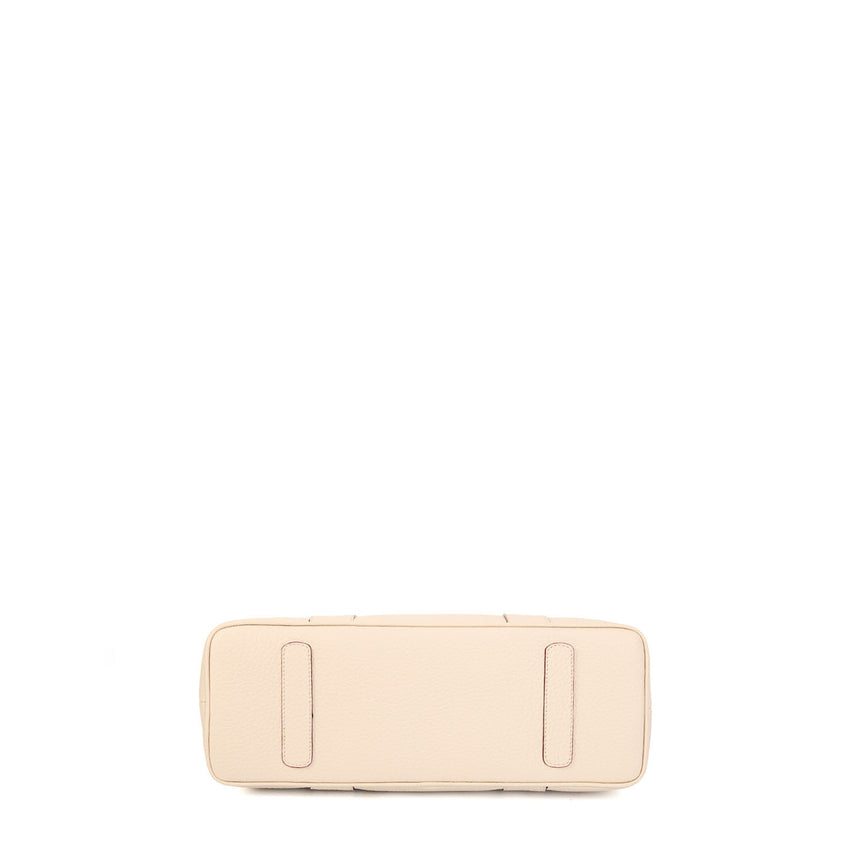 BEIGE MIDI TOTE BAG SIDE BUCKLES
