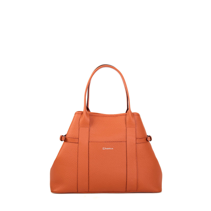 ORANGE MIDI TOTE BAG SIDE BUCKLES