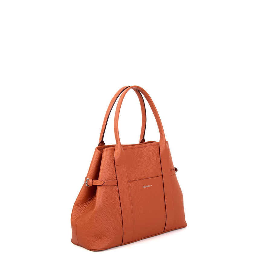 ORANGE MIDI TOTE BAG SIDE BUCKLES