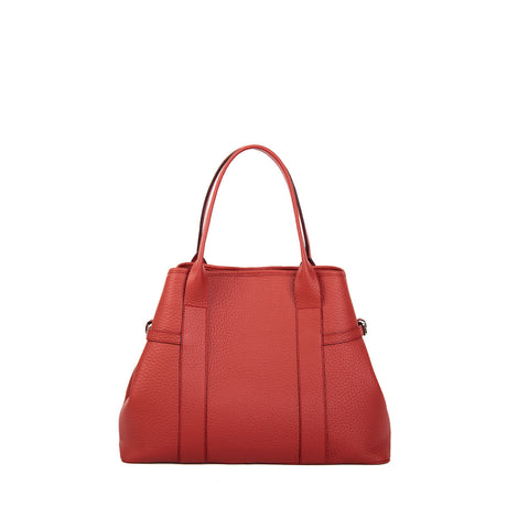 RED MIDI TOTE BAG SIDE BUCKLES