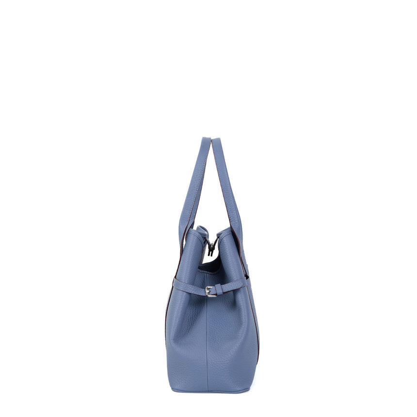 POWDER BLUE MIDI TOTE BAG SIDE BUCKLES