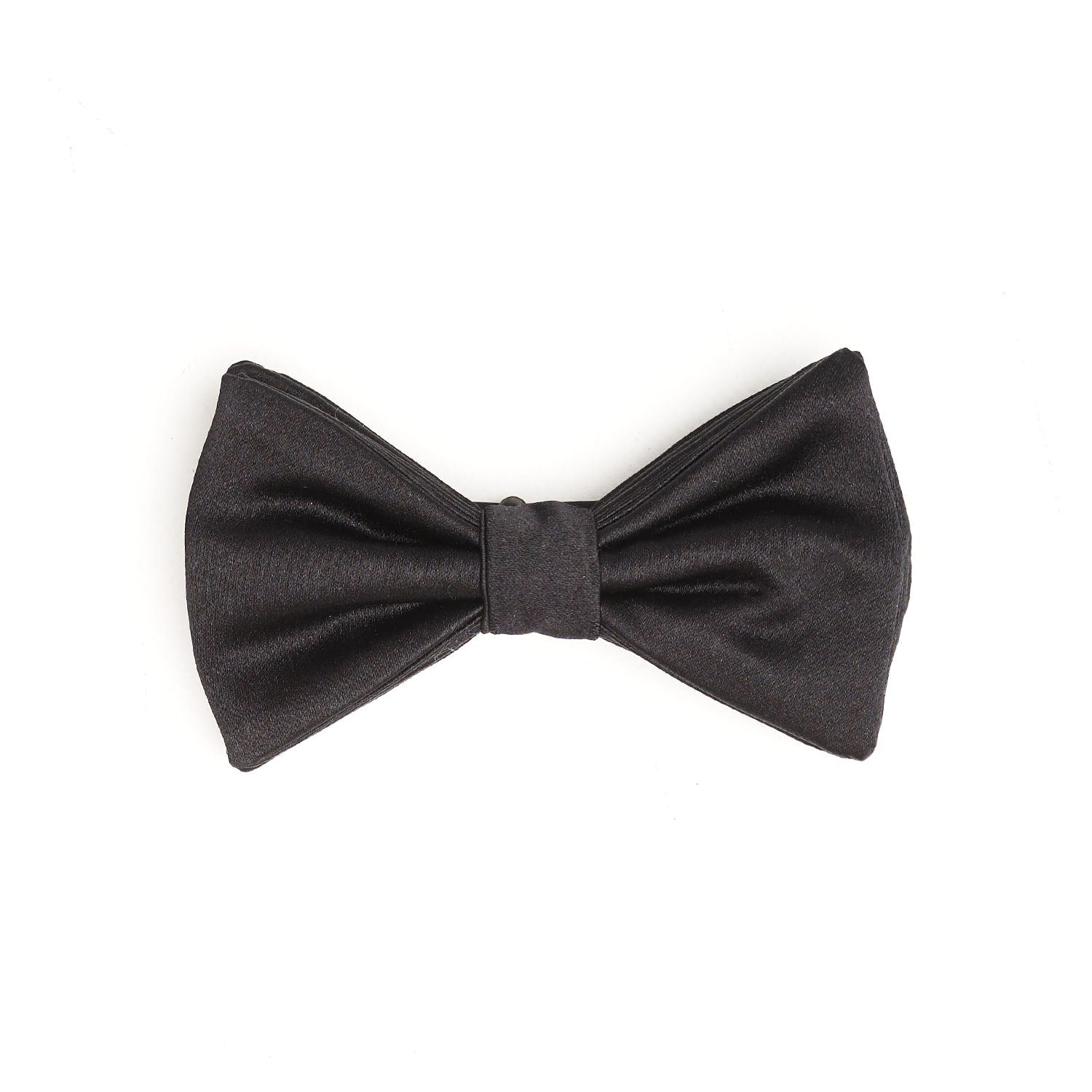 Black Pre-knotted Silk Satin Bowtie - Solid Color – E.Marinella