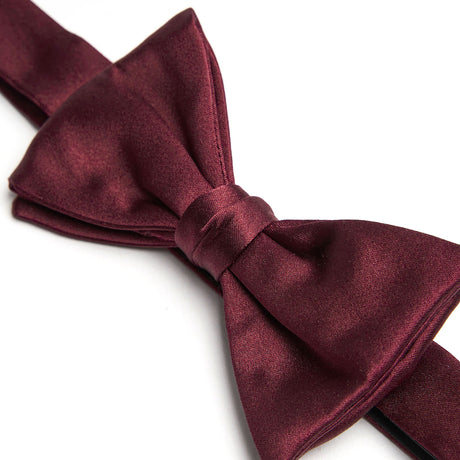 BURGUNDY PRE-KNOTTED SILK SATIN BOWTIE