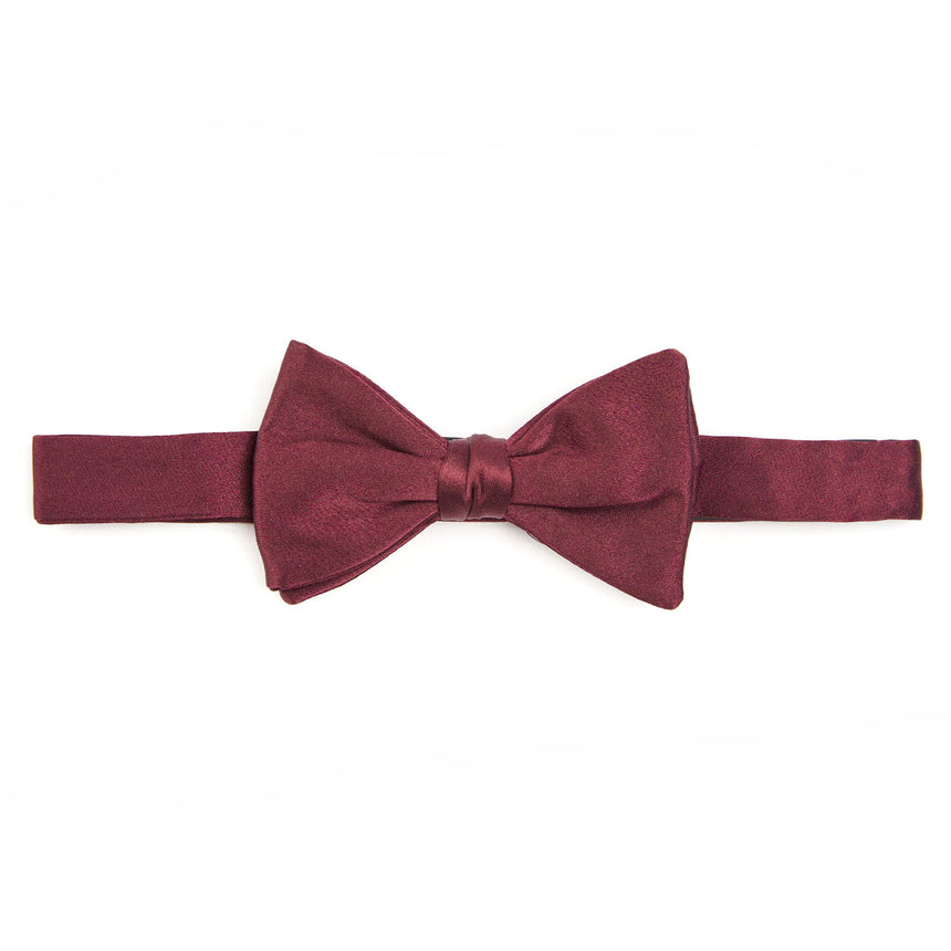BURGUNDY PRE-KNOTTED SILK SATIN BOWTIE