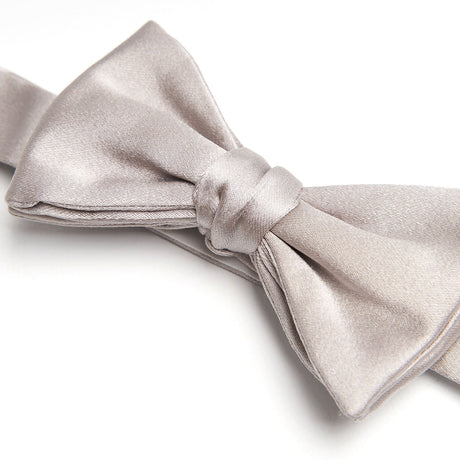LIGHT GREY PRE-KNOTTED SILK SATIN  BOWTIE
