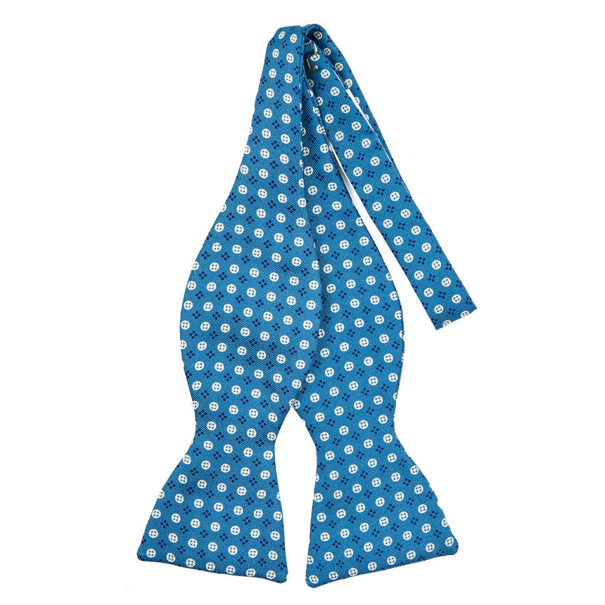 MID BLUE SILK BOWTIE TO SELF-TIE