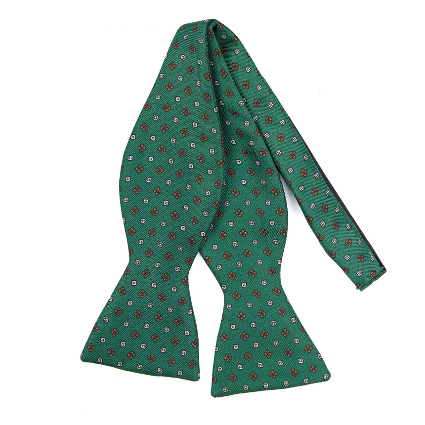 DARK GREEN SILK BOWTIE TO SELF-TIE
