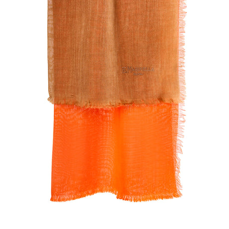 ORANGE AND LIGHT BROWN CASHMERE PASHMINA