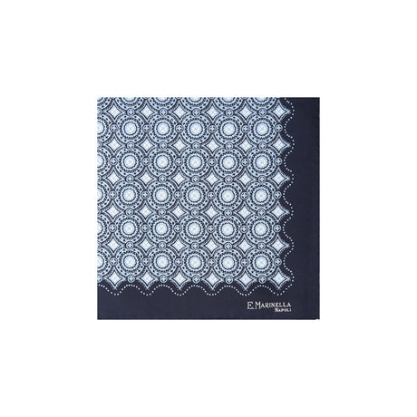 POCHETTE DA TASCHINO IN SETA STAMPATA A MANO BLU SCURO