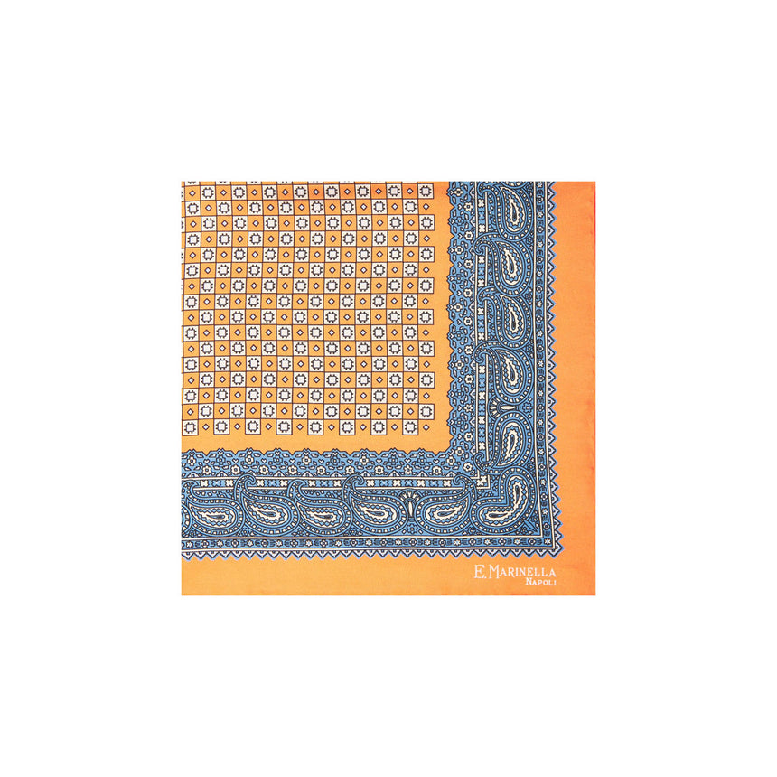POCHETTE DA TASCHINO IN SETA STAMPATA A MANO ARANCIONE