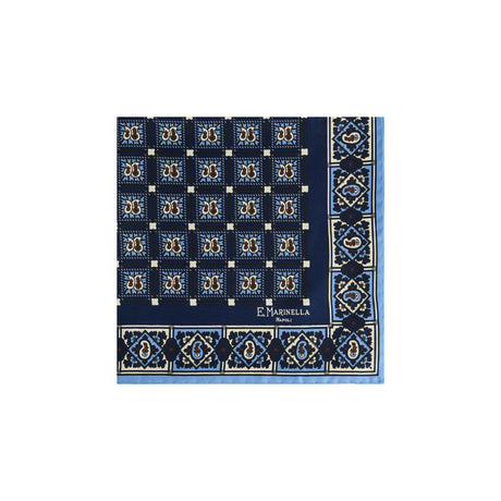 POCHETTE DA TASCHINO IN SETA STAMPATA BLU SCURO