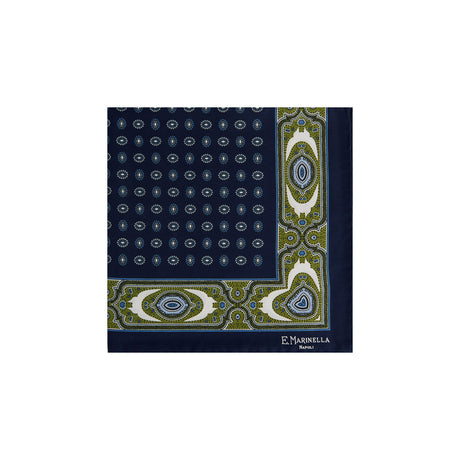 POCHETTE DA TASCHINO IN SETA STAMPATA BLU SCURO