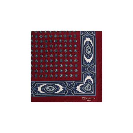 BURGUNDY PRINTED SILK POCKET SQUARE