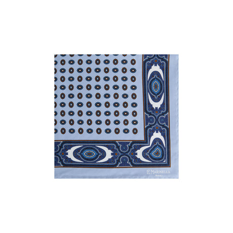 LIGHT BLUE PRINTED SILK POCKET SQUARE