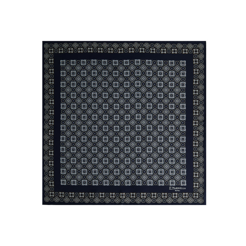 POCHETTE DA TASCHINO IN SETA STAMPATA BLU SCURO