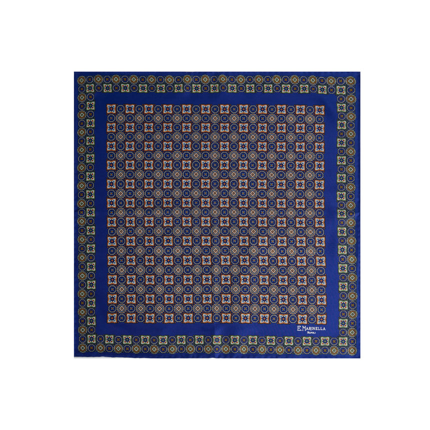 POCHETTE DA TASCHINO IN SETA STAMPATA BLU SCURO