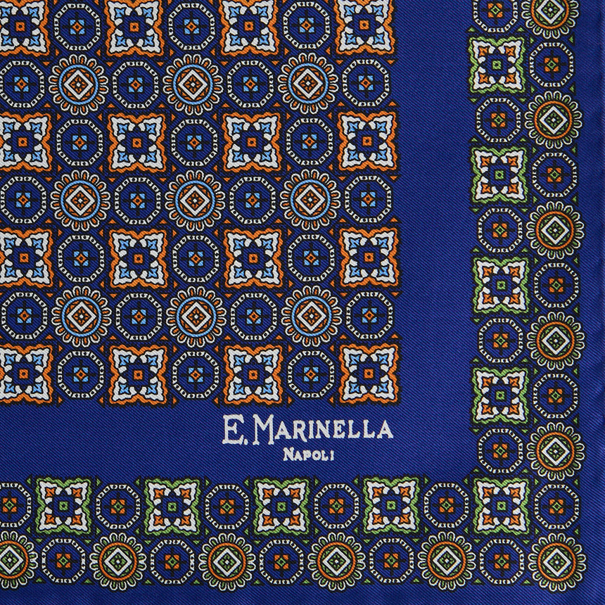POCHETTE DA TASCHINO IN SETA STAMPATA BLU SCURO