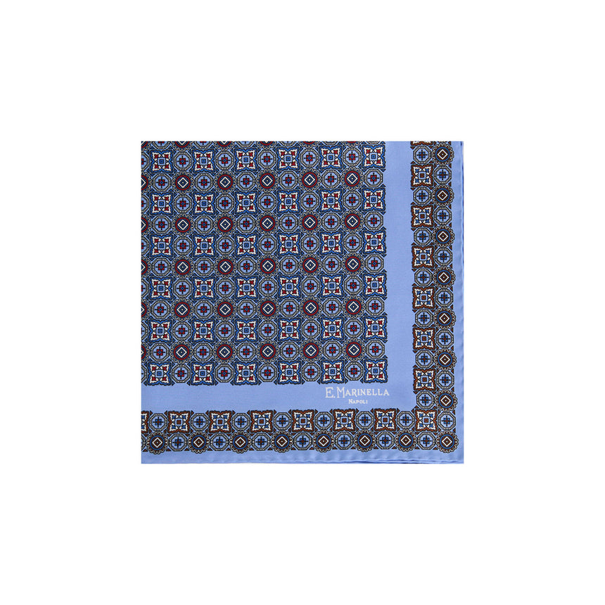 LIGHT BLUE PRINTED SILK POCKET SQUARE