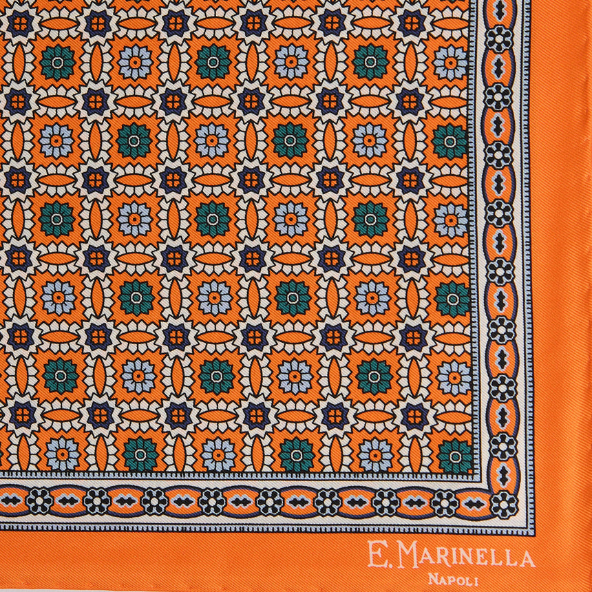 POCHETTE DA TASCHINO IN SETA STAMPATA ARANCIONE