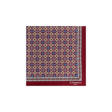 BURGUNDY PRINTED SILK POCKET SQUARE