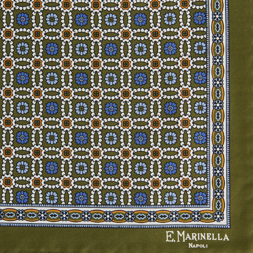 POCHETTE DA TASCHINO IN SETA STAMPATA VERDE OLIVA
