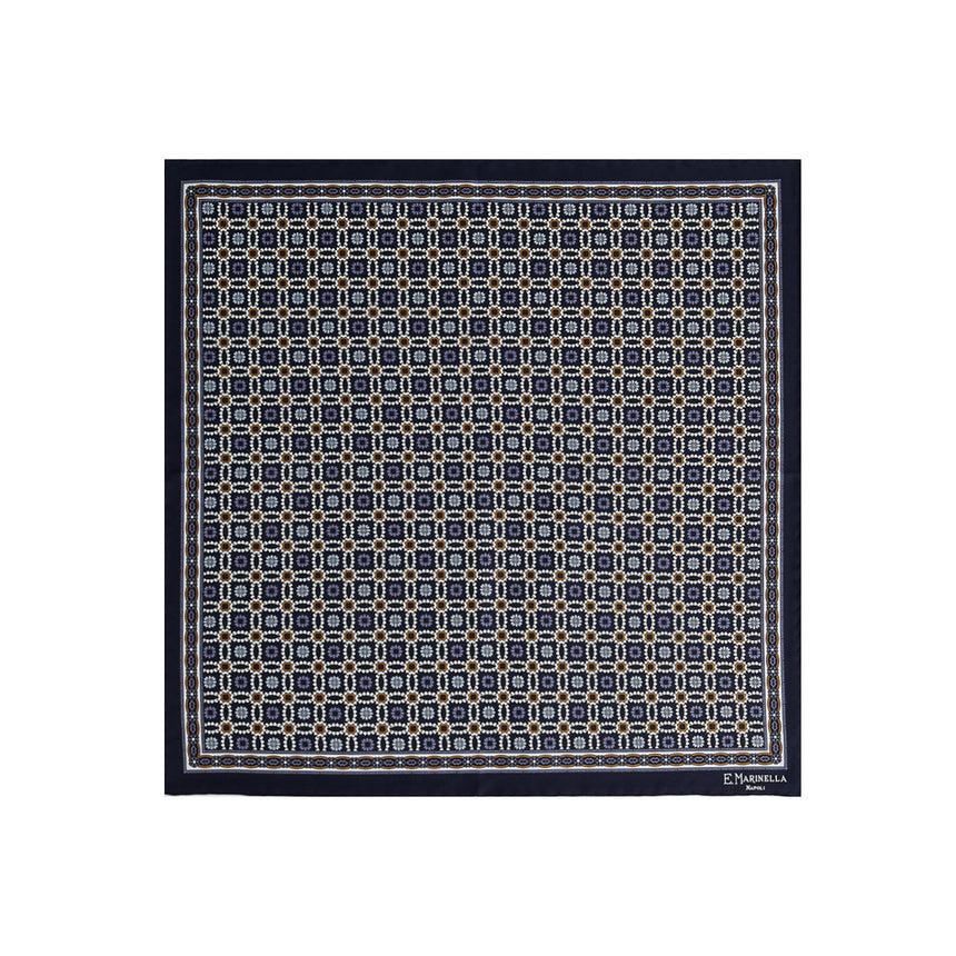 POCHETTE DA TASCHINO IN SETA STAMPATA BLU SCURO