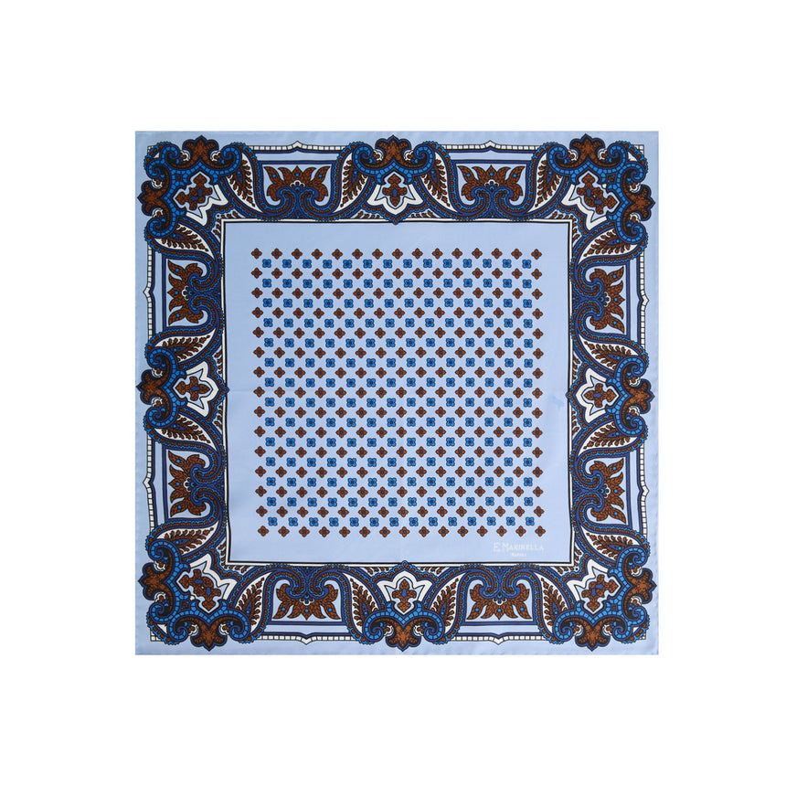 POCHETTE DA TASCHINO IN SETA STAMPATA AZZURRA