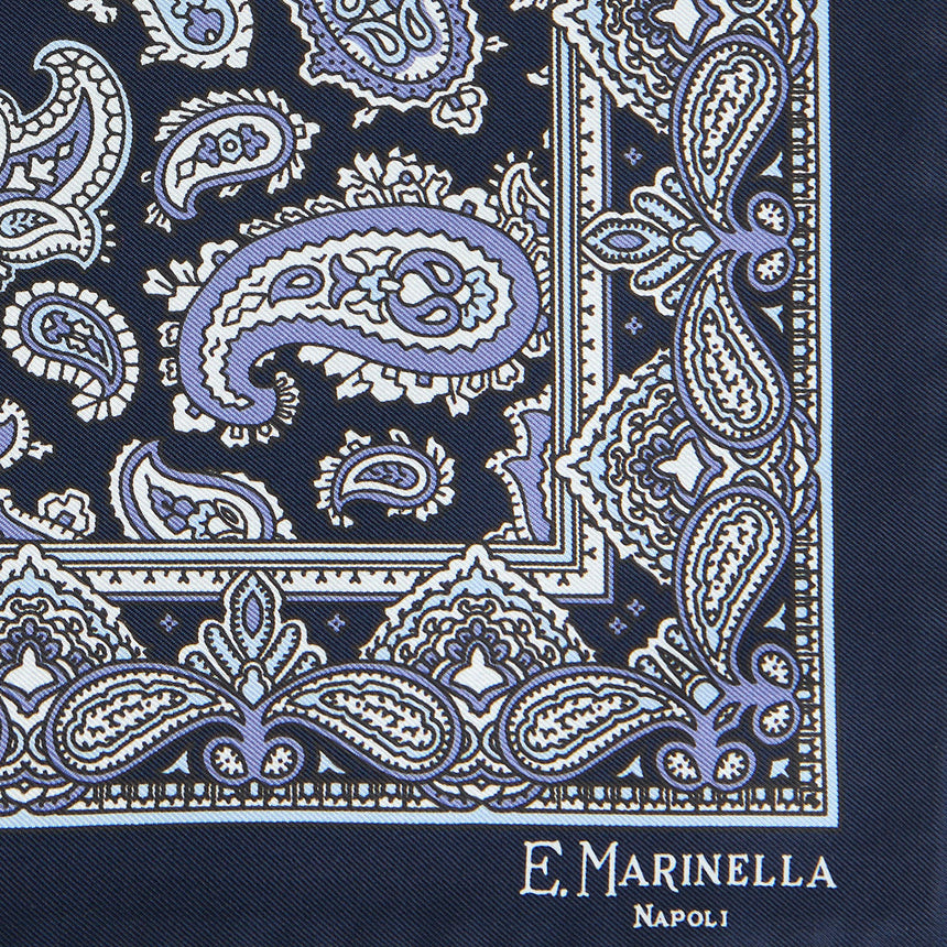 POCHETTE DA TASCHINO IN SETA STAMPATA BLU SCURO